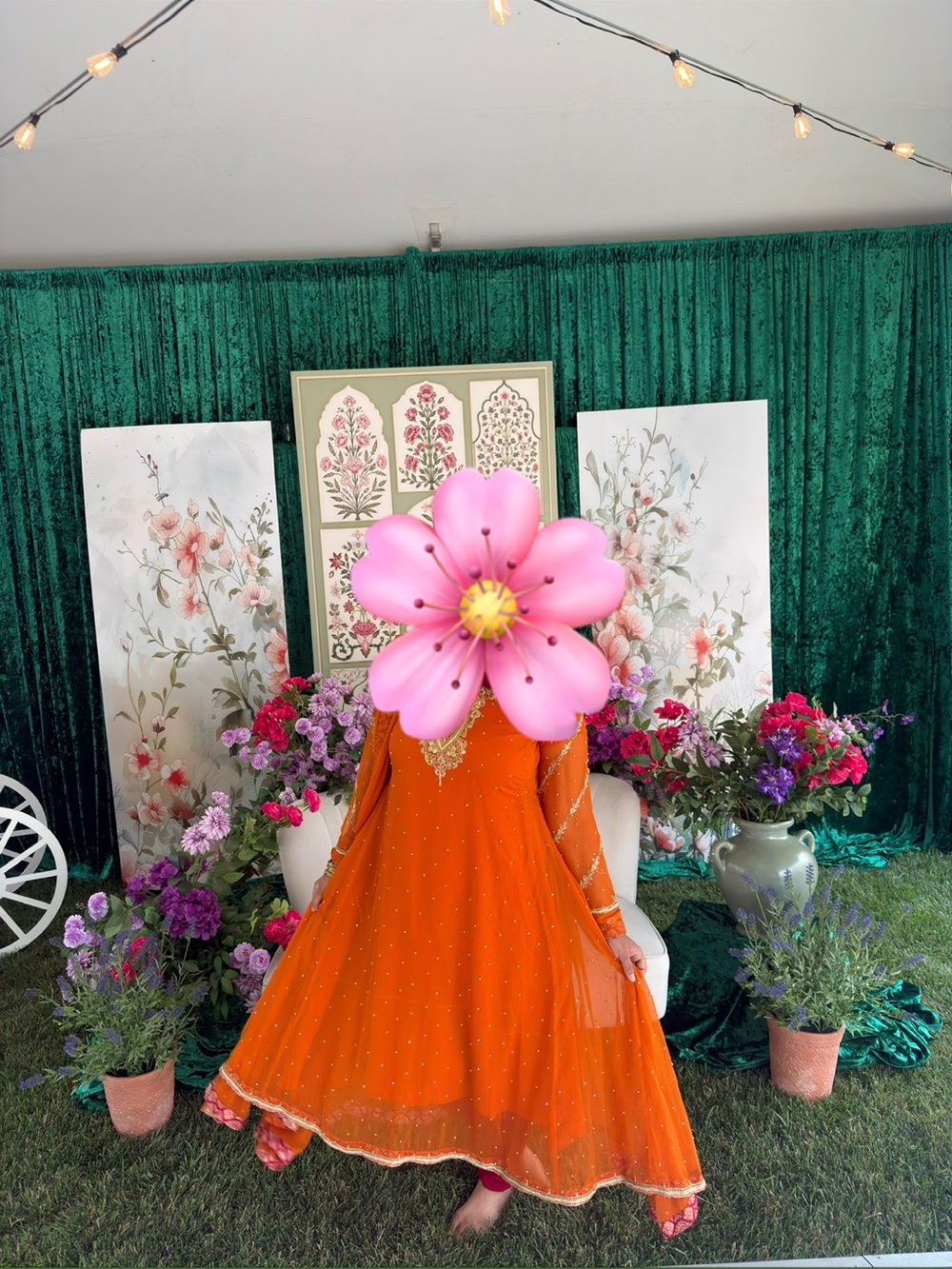 Orange Embellished Anarkali Dress - Brand Unspecified